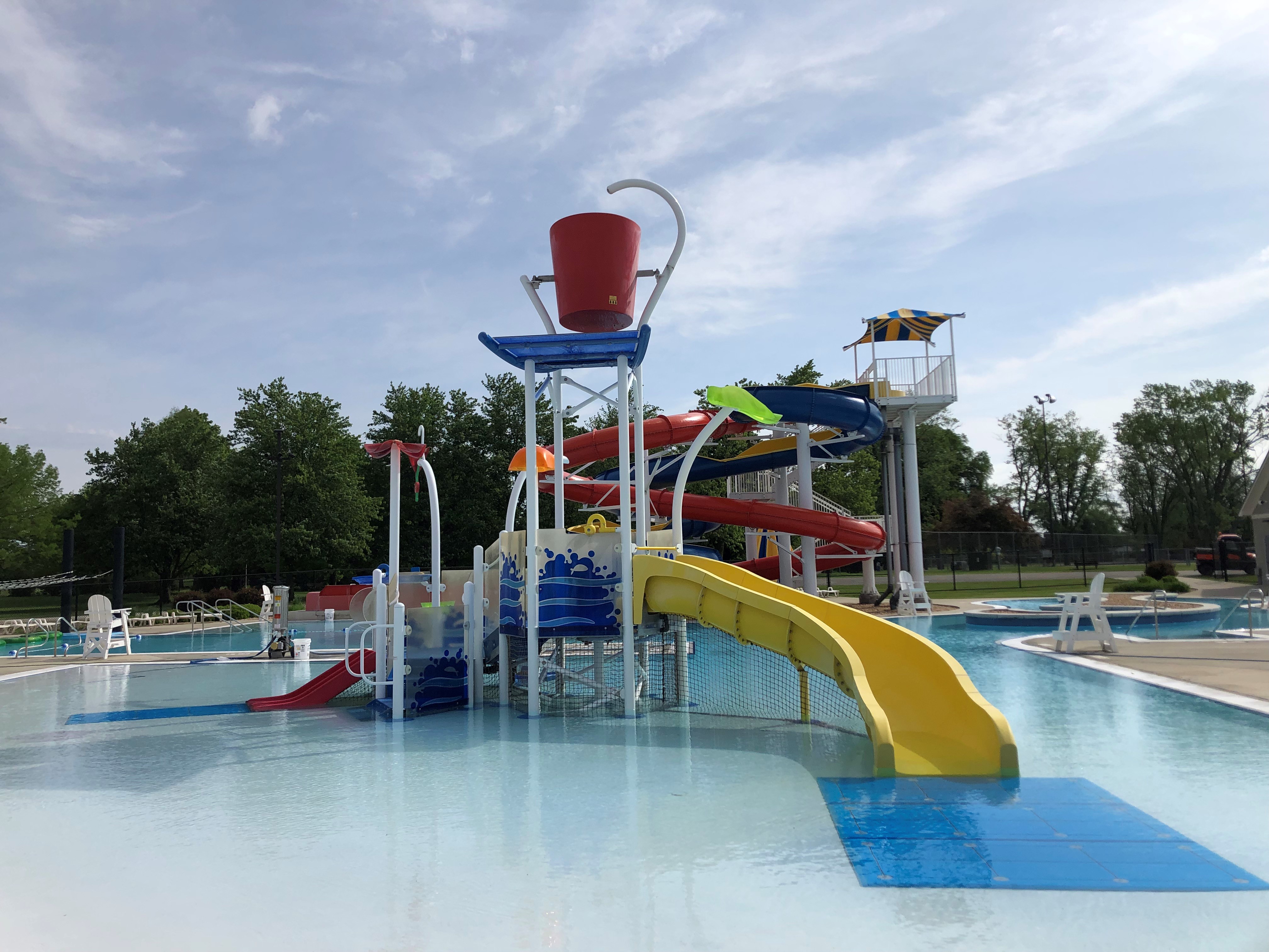 Side view of bucket and yellow slide